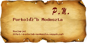 Porkoláb Modeszta névjegykártya